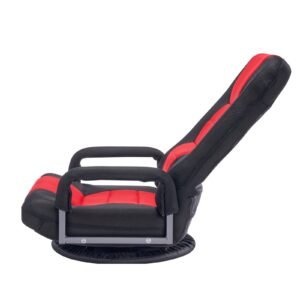 swivel floor gaming chair with armrests 360 degree rotating floor chair with 6 adjustable position folding backrest and lumbar support folding video reclining sofa for tv reading red black.jpg