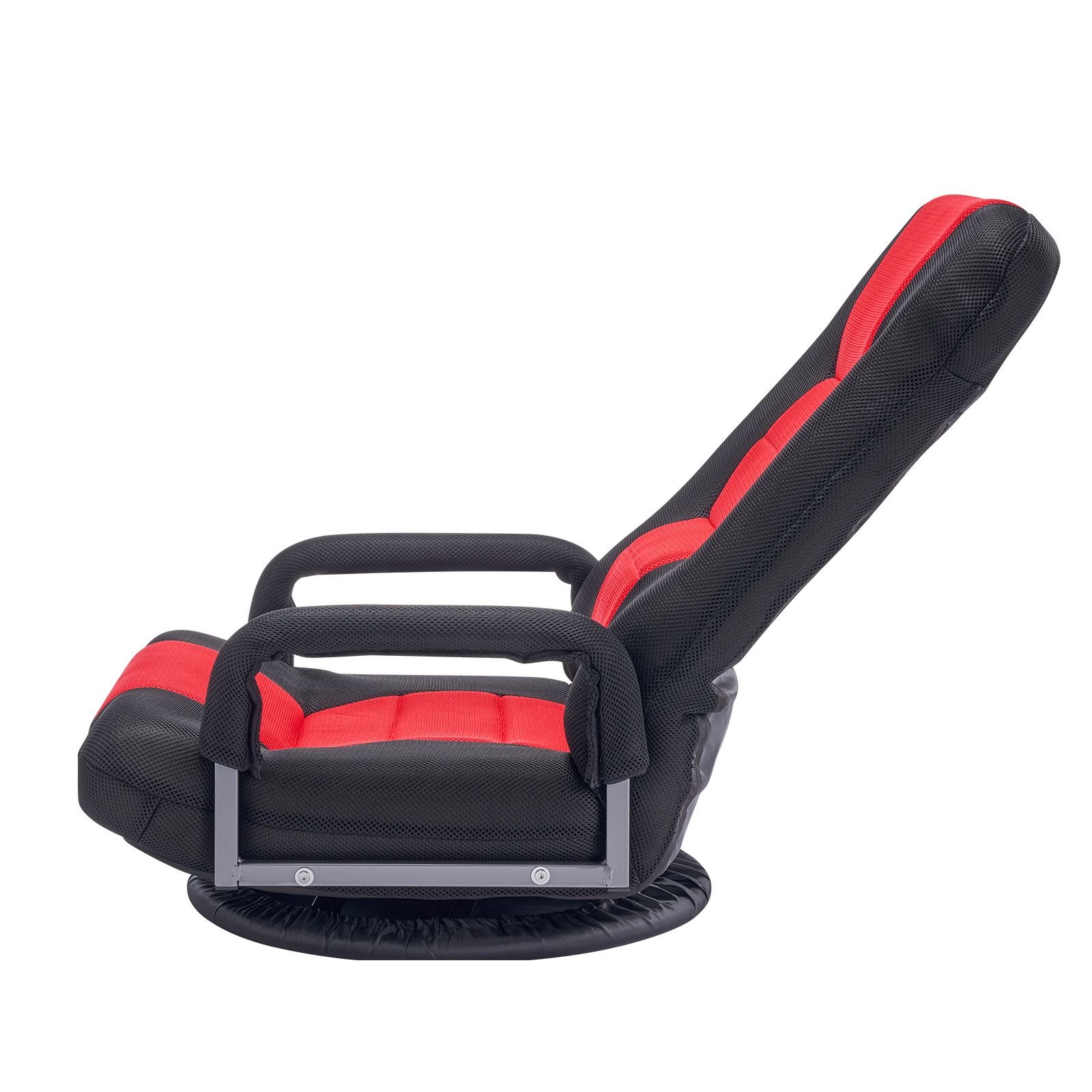 swivel floor gaming chair with armrests 360 degree rotating floor chair with 6 adjustable position folding backrest and lumbar support folding video reclining sofa for tv reading red black.jpg