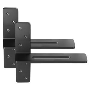 T Shelf Brackets 2 Pcs, 200 lbs/90 kg Weight Capacity, 12x2.89x12 in / 304.8x73.5x304.8 mm, Solid Steel Heavy Duty Brackets for Shelves, Countertop Support Floating Bracket Hardware with Screws