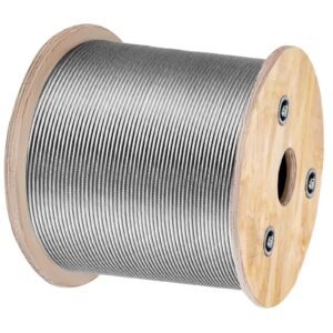 T316 Stainless Steel Cable 1/8" 7x7 Steel Wire Rope Cable 500FT Cable Railing Transport Wire Rope Cable for Railing Decking DIY Balustrade