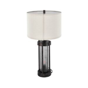 Table Lamps Set of 2, Dimmable Farmhouse Bedside Nightstand Lamps, Vintage Lamp with LED Bulb and Linen Shades, Bedside Lamp with USB C+A Ports & AC Outlet, for Living Room, Bedroom & Office
