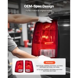 tail light assembly compatible with 2009 2018 dodge ram 1500 2500 3500, 2019 2020 dodge ram 1500 classic, halogen version left & right side taillight rear brake lamps with halogen bulbs, 2pcs