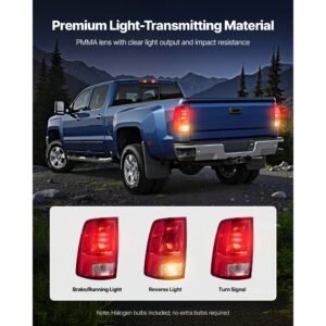 tail light assembly compatible with 2009 2018 dodge ram 1500 2500 3500, 2019 2020 dodge ram 1500 classic, halogen version left & right side taillight rear brake lamps with halogen bulbs, 2pcs