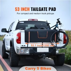 tailgate bike pad 53 truck tailgate pad carry 5 mountain bikes upgraded grooves tailgate protection pad with reflective strips and tool pockets with camera opening for mid size pickup trucks 1.jpg