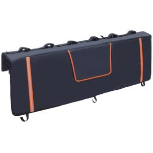 Tailgate Bike Pad, 62" Truck Tailgate Pad Carry 6 Mountain Bikes, Tailgate Protection Pad with Reflective Strips and Tool Pockets, Tailgate Pad with Rear Camera Opening for Pickup Trucks