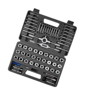 Tap and Die Set, 60-Piece Metric and SAE Sizes M3 to M12, #4 to 1/2", with Coarse and Fine Thread Taps and Dies, Wrench, Carrying Case and Complete Accessories, for Threading and Rethreading