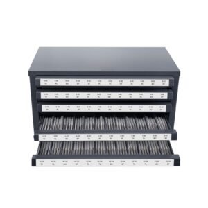 Tap Dispenser Cabinet, Five-Drawer Tap Organizer Cabinet for #2-56-#12-28 Steel Tap Dispenser Organizer Cabinet with Labels, 60-Compartment Stackable Tap Cabinet for Tap Storage