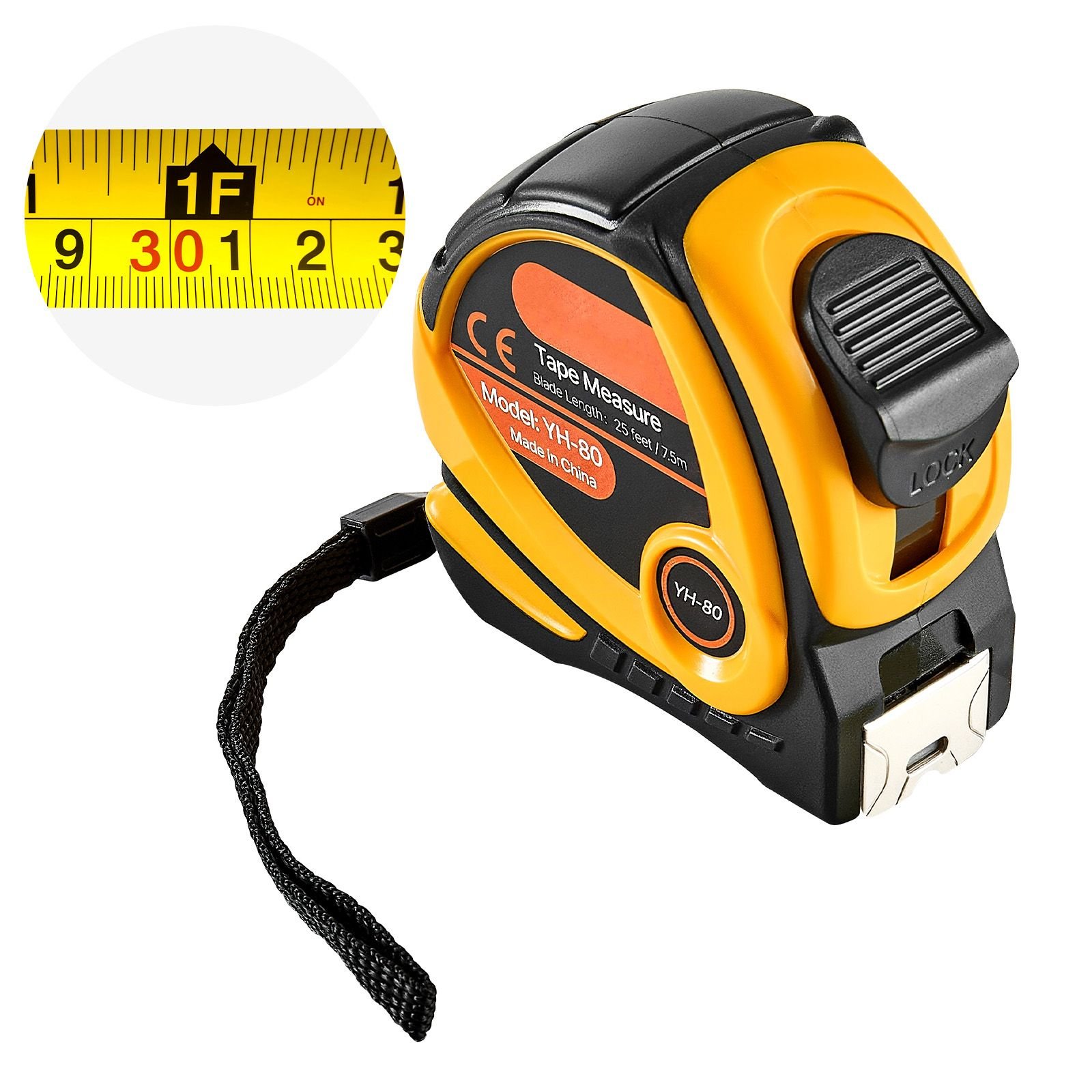 tape measure 25 ft length measuring tape with retractable imperial and metric ftm dual scale abs case easy read steel measurement tool for outdoordecoration.jpg