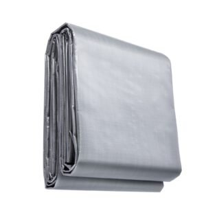 Tarp Waterproof 16x20 ft, Plastic Poly Tarp Cover 10 Mil, Multi Purpose Tear UV and Temperature Resistant Outdoor Tarpaulin with High Durability Reinforced Grommets (Silver/Brown)