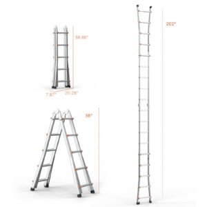 telescoping ladder a frame 17 ft compact aluminum extension ladder multi function portable collapsible rv ladder telescopic ladder for homework stairs indoor outdoor roof 330lb load 5.jpg
