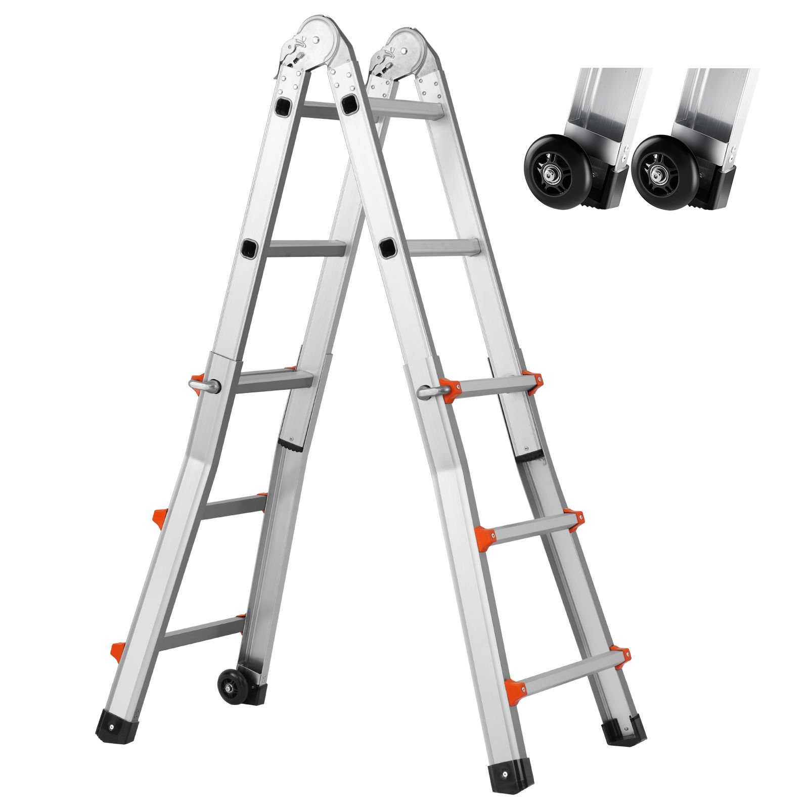 telescoping ladder a frame, 9.5 ft compact aluminum extension ladder, multi function portable collapsible rv ladder, telescopic ladder for homework stairs indoor outdoor roof, 330lb load