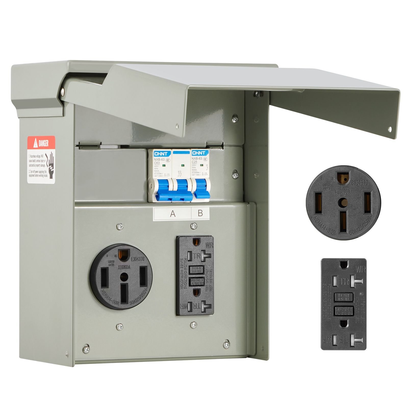 temporary power outlet panel 20 50 amp rv ev electrical outlet panel with nema 50 amp gfci 20 amp receptacle installed pre wired ip54 weatherproof box for rv camper car travel motorhome.jpg