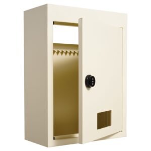 Through The Wall Drop Box, Heavy Duty Steel Through the Wall Mailbox with 2.8-7.9" 13" Combination Lock, 12.5x6.3x16.9" Mail Drop Box, Beige