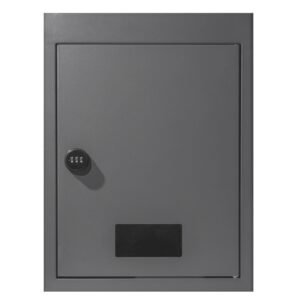 Through The Wall Drop Box, Heavy Duty Steel Through The Wall Mailbox with 2.8-7.9" 13" Combination Lock, 12.5x6.3x16.9 Mail Drop Box, Dark Gray