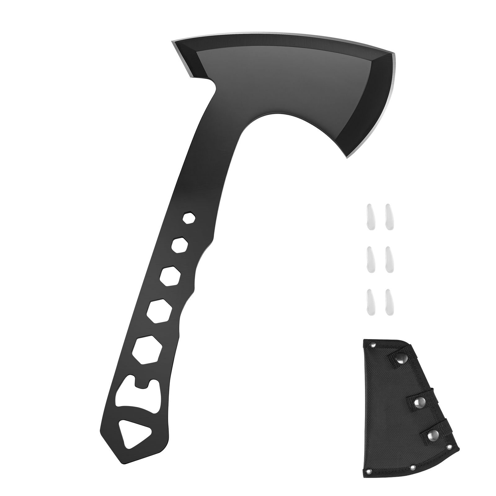 throwing axes and tomahawks 3 pack axe throwing hatchet set multi functional handle with wrench and bottle opener stainless steel with black nylon sheath for recreation and competition.jpg
