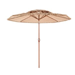 tiki umbrella 9 ft thatched patio umbrella with tilt 2 tier hawaiian style beach parasol with pp thatch and 8 metal ribs grass pool umbrellas for beach patio poolside backyard garden.jpg