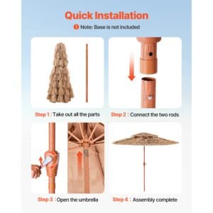 tiki umbrella 9 ft thatched patio umbrella with tilt 2 tier hawaiian style beach parasol with pp thatch and 8 metal ribs grass pool umbrellas for beach patio poolside backyard garden 5.jpg