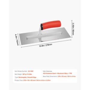 tile tools stainless steel flat finishing trowel 109 x 44 in concrete cement drywall plastering tile masonry construction hand tools with handle for apply spread flatten smooth polish 5.jpg
