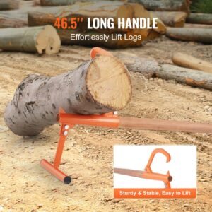 Timberjack, 46.5 in, Heavy Duty Log Lifter with Wooden Handle, Log Roller with Adjustable Cant Hook, Logging Tools Log Jack for Logs Ups to 15" Dia, Timber Jack for Rolling Cutting Lifting Logs