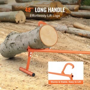 Timberjack, 48 in, Heavy Duty Log Lifter with Metal Handle, Log Roller with Adjustable Cant Hook, Logging Tools Log Jack for Logs Ups to 15" Dia, Timber Jack for Rolling Cutting Lifting Logs