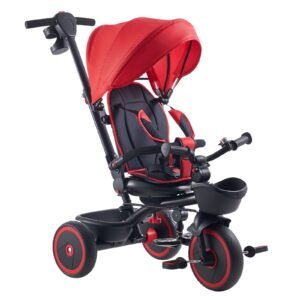 Toddler Tricycle & Stroller for 1-5 Year Old, 6-in-1 Kids Trike with Parent Push Handle, Canopy, Adjustable Seat and Storage, Tricycle for Toddlers, Birthday Toy for Boys and Girls, Red/Black