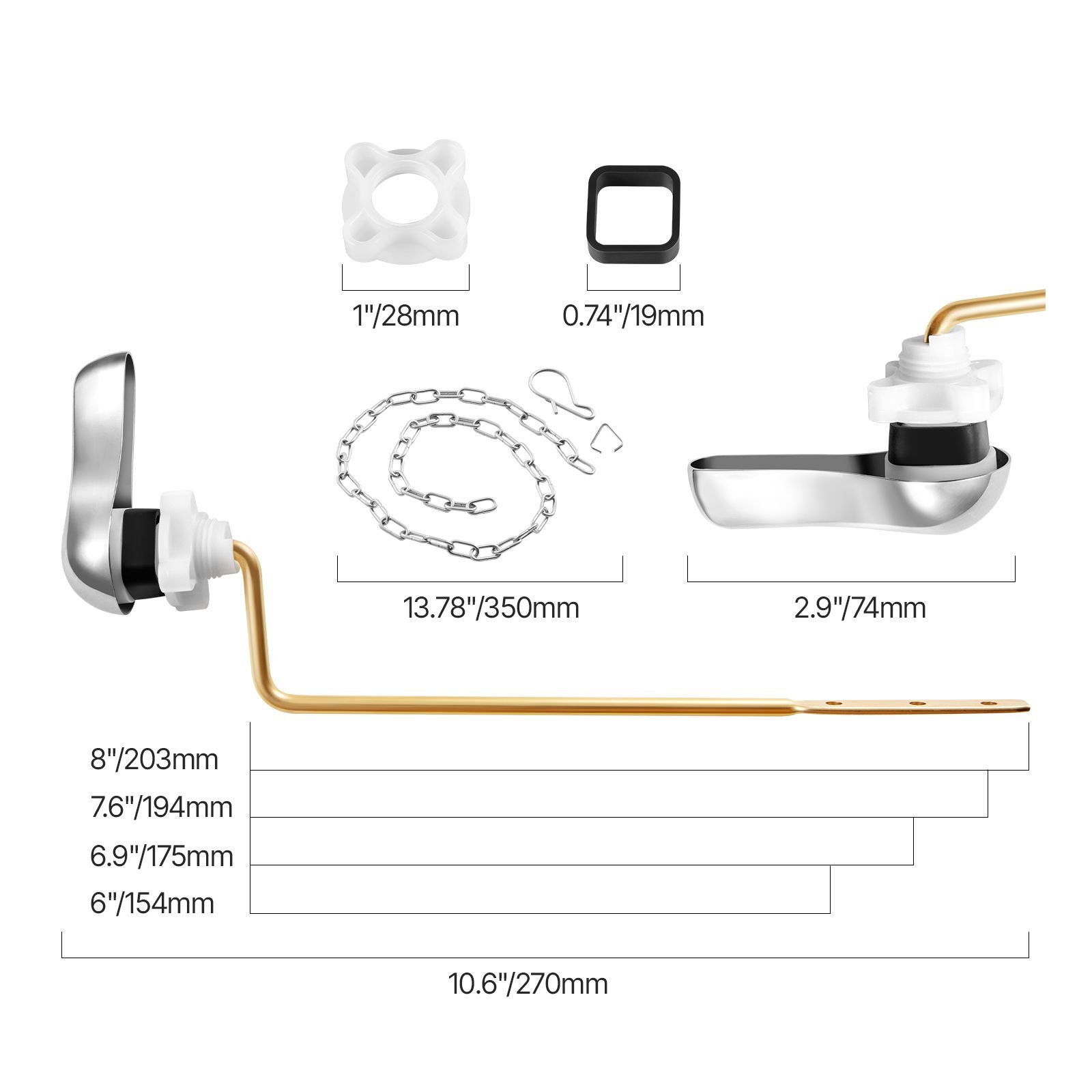 toilet handle replacement kit side mount universal toilet handle toilet handle lever with stainless steel flapper chain toilet flush handle fits various toilet tanks chrome finish silver.jpg