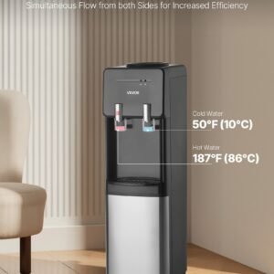 top loading water cooler dispenser hot and cold water dispenser for 3 or 5 gallons bottles sturdy stainless steel and child security lock ideal for homes kitchens offices dorms black 1.jpg