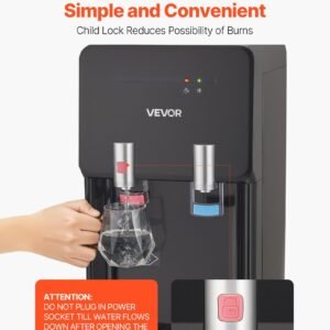 top loading water cooler dispenser hot and cold water dispenser for 3 or 5 gallons bottles sturdy stainless steel and child security lock ideal for homes kitchens offices dorms black 3.jpg