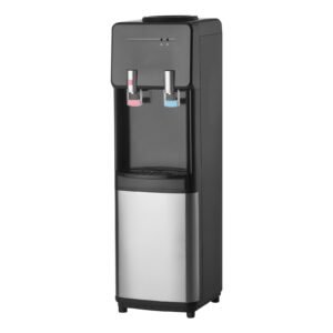 Top Loading Water Cooler Dispenser, Hot and Cold Water Dispenser for 3 or 5 Gallons Bottles, Sturdy Stainless Steel and Child Security Lock, Ideal for Homes, Kitchens, Offices, Dorms, Black