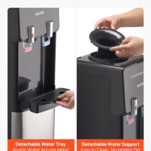 top loading water cooler dispenser hot and cold water dispenser for 3 or 5 gallons bottles sturdy stainless steel and child security lock ideal for homes kitchens offices dorms black 4.jpg