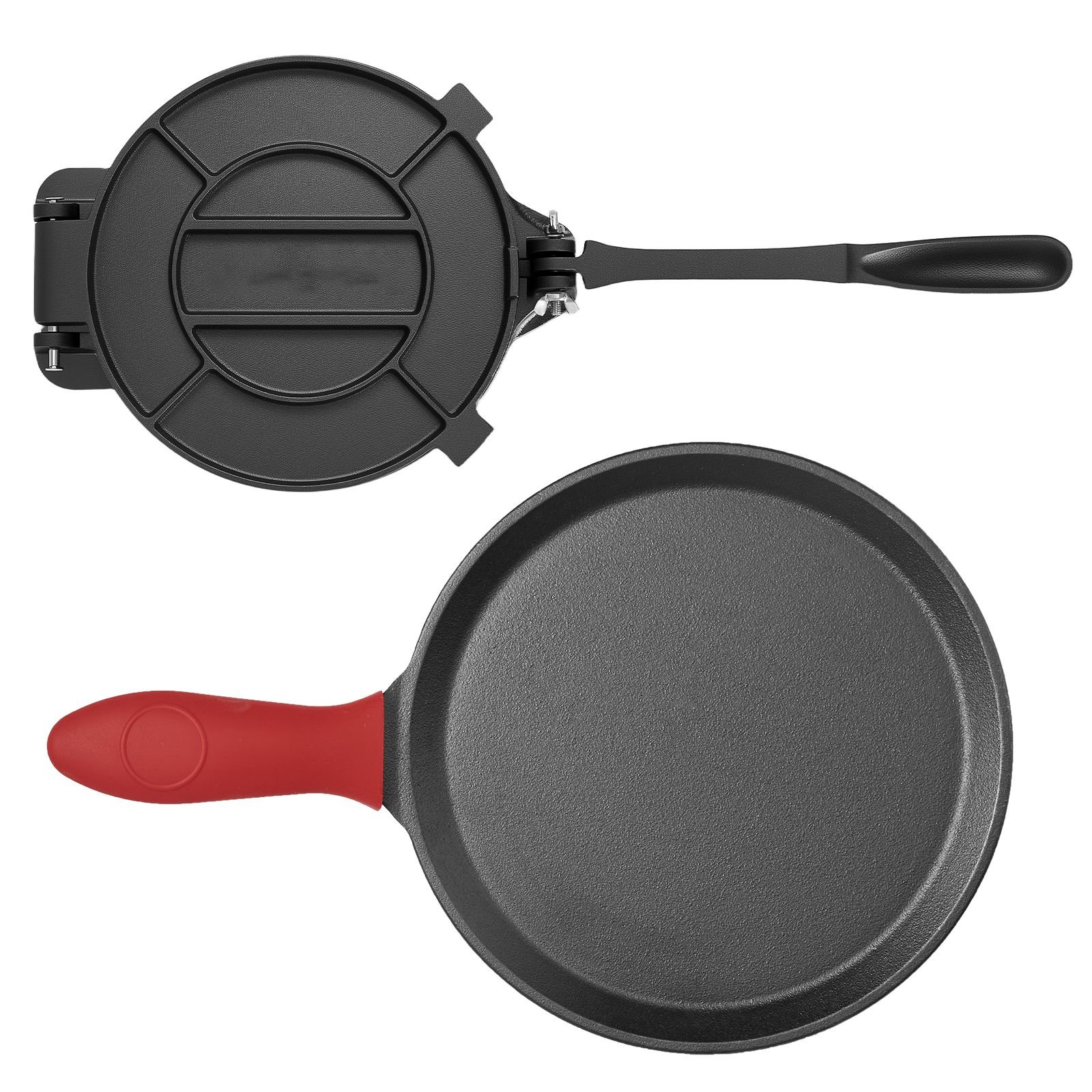 tortilla press 8 inch cast iron tortilla and roti maker heavy duty tortilladora press pataconera makers with handle and 100 pcs parchment paper dough taco press for flour tortilla tawa.jpg