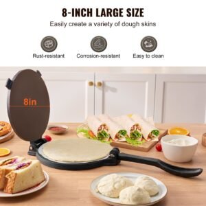 tortilla press 8 inch tortilla and roti maker cast iron heavy duty tortilladora press pre seasoned pataconera maker with 100 pcs parchment paper dough maker for flour tortilla tawa silver 1.jpg