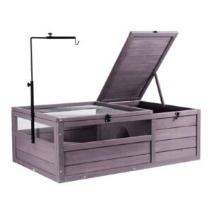 tortoise habitat wooden tortoise house indoor outdoor tortoise enclosure with adjustable lamp holder 2 room reptile enclosure small animal cage for gecko lizard snake 38x24x13 inch 3.jpg