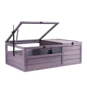 tortoise habitat wooden tortoise house indoor outdoor tortoise enclosure with adjustable lamp holder 2 room reptile enclosure small animal cage for gecko lizard snake 38x24x13 inch 4.jpg