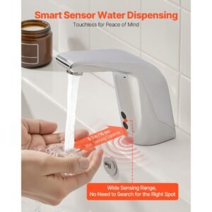 touchless bathroom sink faucet automatic motion sensor restroom toilet faucet cold water with single hole battery operated for 916 in pipe commercial lavatorychrome plated silver 12.jpg