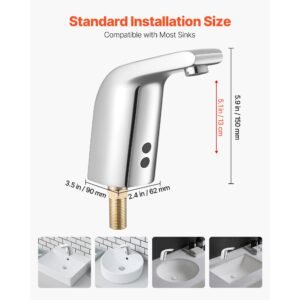 touchless bathroom sink faucet automatic motion sensor restroom toilet faucet cold water with single hole battery operated for 916 in pipe commercial lavatorychrome plated silver 14.jpg