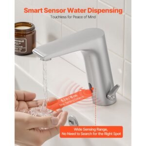 touchless bathroom sink faucet automatic motion sensor restroom toilet faucet handsfree adjustable cold hot single handle water mixer battery operated for 916 in pipebrushed nickel silver 1.jpg