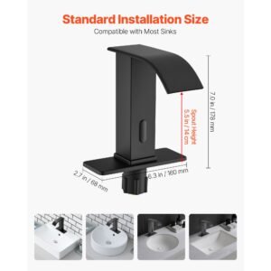 touchless bathroom sink faucet automatic motion sensor waterfall restroom toilet faucet with hole cover plate battery operatedhotcold water for 916 in pipe commercial lavatorymatte black 2.jpg