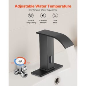 touchless bathroom sink faucet automatic motion sensor waterfall restroom toilet faucet with hole cover plate battery operatedhotcold water for 916 in pipe commercial lavatorymatte black 3.jpg
