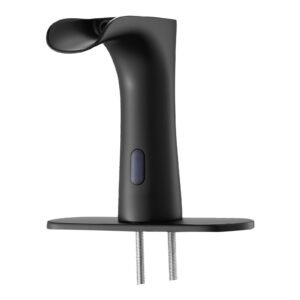 Touchless Bathroom Sink Faucet, Automatic Motion Sensor Waterfall Restroom Toilet Faucet with Hole Cover Plate, Modern Electronic Sensor Hot/Cold Water for 9/16 in Pipe Commercial,Matte Black