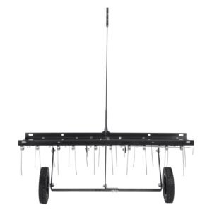 Tow Behind Dethatcher, 40-inch Tow Dethatcher with 20 Spring Steel Tines, Lawn Dethatcher Rake for ATV or Mower, Tow Behind Lawn Rake with Lift Handle for Garden Farm Grass
