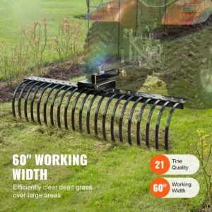 tow behind landscape rake 60 tow dethatcher with 21 steel coil tines lawn dethatcher rake attaches to 48 or 60 toolbars and 3 point suspension systems for leaves pine needles and grass 2.jpg
