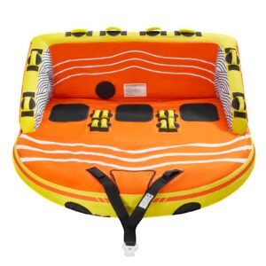 Towable Tube for Boating, 1-3 Riders Inflatable Boat Tubes and Towables, 510lbs Water Sport Towable Tube for Boat to Pull - with Full Nylon Cover, 16 Grab Handles, Dual Tow Points & Safety Valve