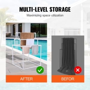 towel rack 8 bars outdoor pvc towel holder freestanding pool towel hanger stand next to hot tub outdoor indoor quilt drying rack organizer ideal for poolside bathroom spa white 2.jpg