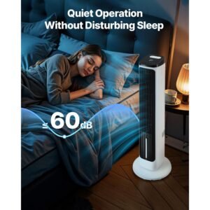 Tower Fan, 23.3ft/s Velocity Quiet Floor Fan, 70° Oscillating Fans for Indoors with 9 Speeds, 4 Modes, 24H Timer, Portable Standing Bladeless Fan with Remote Control for Bedroom, Office, Home