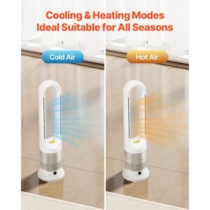 tower fan bladeless 16 fts velocity quiet floor fan that blows cold heating air 80 oscillating fans with 8 speeds 9h timer standing fans with remote control for bedroom office home 1.jpg
