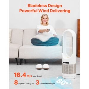 tower fan bladeless 164fts velocity floor fan that blows cold air 80 oscillating 8 speed fans 8h timer standing fans with h13 hepa filtration remote control air purification mode 3.jpg