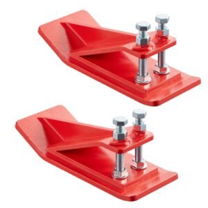 Tractor Bucket Protector, 2PCS Heavy Duty Steel Bucket Edge Protectors, Edge Tamer Anti-Skid Device with Double Hexagon Lock Nuts and Bolts, for Snow, Leave Removal & Spreading Gravel (Red)
