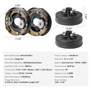 trailer hub drum kits 5 on 45 bc with 10 x 2 14 electric brakes self adjusting trailer brake assembly for 3500 lbs axle 4 hole mounting backing plates for brake system part replacement 4.jpg