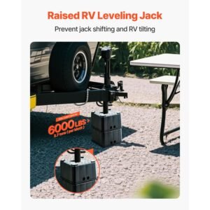 Trailer Jack Blocks, 6" High Heavy Duty RV Leveling Blocks, Each with 6000 lbs Capacity, as RV Jack Stand, Stool, Camper Accessories, for Travel Trailers, 5th Wheels Class A/C Motorhomes, 2 Pcs